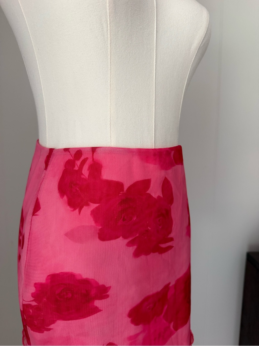 Pink Floral Sheer Mini Skirt - Picture 3 of 5